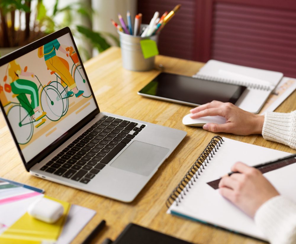 Creative Illustrator Working on Devices