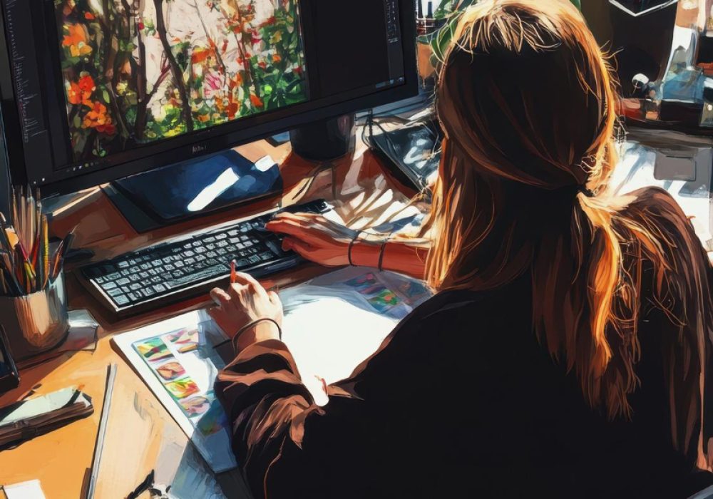 Woman at Desk with Laptop